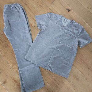 Mens Graphite, Royal Blue, Caribbean Blue Scrub Top and Pants